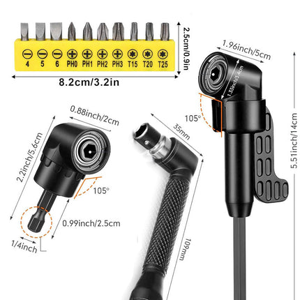 Flexible Right Angle Drill Attachment, 17 Piece Impact Driver Bits with Screwdriver Bit Set – image 13