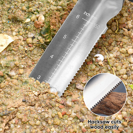Hori Hori Knife with Leather Sheath, Stainless Steel Weeding Tool and Weed Remover – image 5