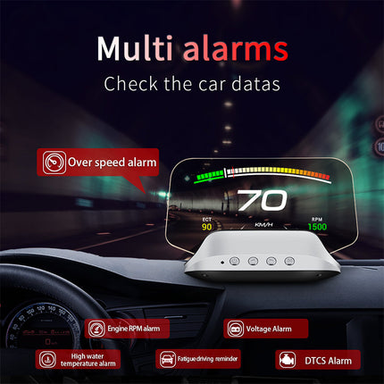Car Heads Up Display with GPS and OBD2 Modes, GPS Speedometer with Water Temperature Gauge