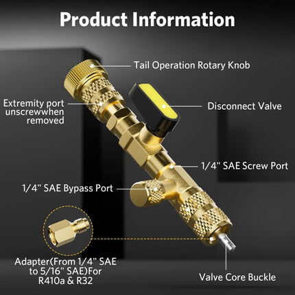 Valve Core Removal Tool for HVAC, AC Valve Core Remover and Installer
