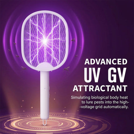 Rechargeable Electric Fly Swatter, Indoor Mosquito Zapper with UV Light