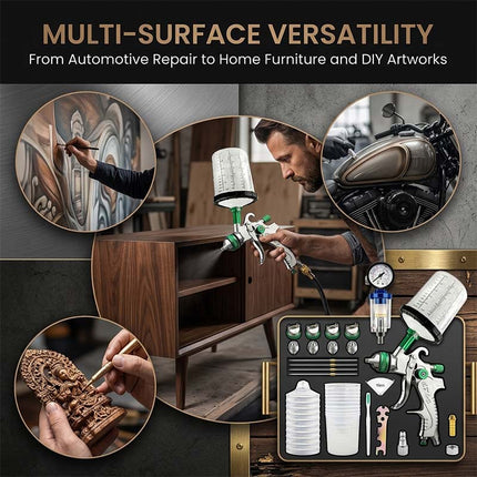 HVLP Air Spray Gun with Regulator, Automotive Paint Spray Gun Kit