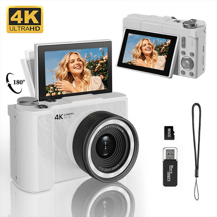 Digital Camera for Kids and Teens, 4K Compact Digital Camera with Flip Screen, Vlogging Camera for Beginners