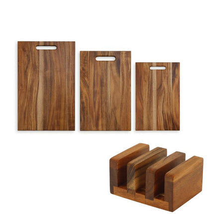 Wooden Cutting Boards for Kitchen, Acacia Wood Cutting Board Set of 3, Large Cutting Board with Handle for Meat
