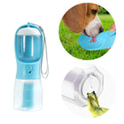 Portable Dog Water Bottle with Dog Treat Container, Leak Proof Dog Water Dispenser with Poop Bag Holder