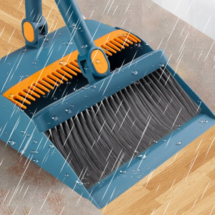 Rotating Broom and Dustpan Set, Sweeping Broom with 180 Degree Angled Head