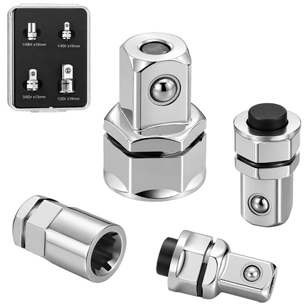 Socket Adapter Set, Quick Release Ratchet Adapter Set for 1/4 3/8 1/2 Inch Drive, Chrome Vanadium Socket Wrench Adapter