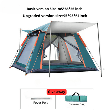 Instant Pop Up Tent, Automatic Tent for 2 to 4 Person with 2 Doors and Windows