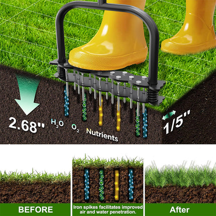 Manual Lawn Aerator, Heavy Duty Lawn Aerator Tool with Spikes – image 12