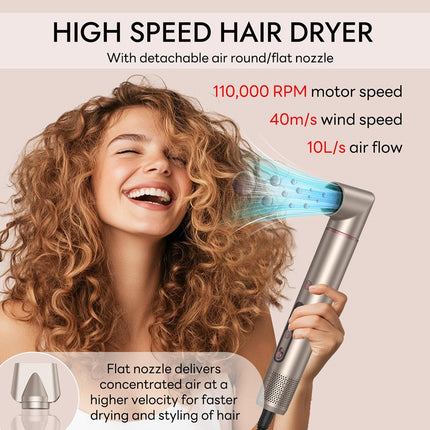 Hair Styler 6 in 1, Ionic Hair Dryer with Blow Dryer Brush and Auto Rotating Curling Iron