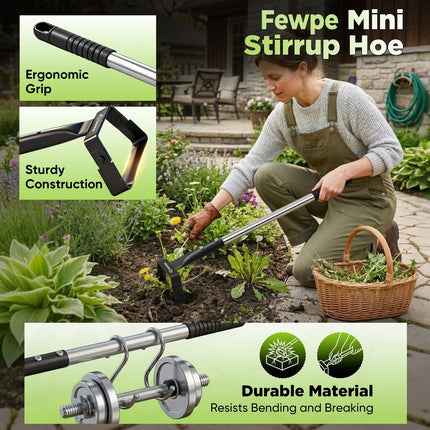 Garden Hoes, Mini Stirrup Hoe for Weeding with Stainless Steel Blade – image 4