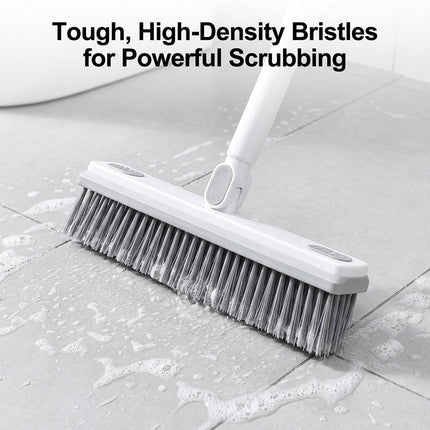 Long Handle Scrub Brush with Squeegee, Grout Cleaning Brush