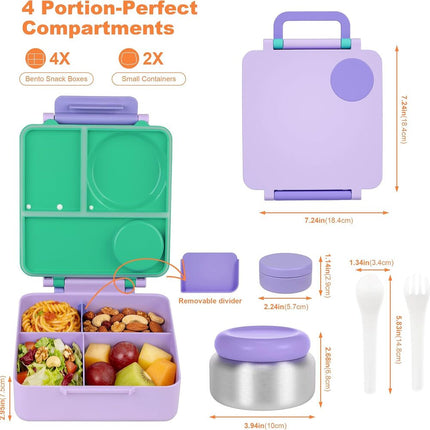 Insulated Lunch Box for Kids, Leakproof Bento Box with 4 Compartments – image 4