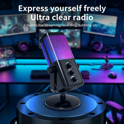 RGB Gaming Microphone, USB Microphone with Noise Reduction