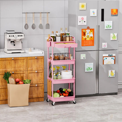 Rolling Utility Cart with Wheels, 3 Tier Rolling Cart with Hooks and Hanging Cups – image 12