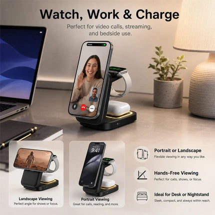 Magnetic Wireless Charging Station, Foldable Wireless Charger with Night Light – image 6