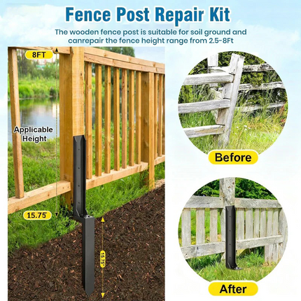 Fence Post Repair Kit, Heavy Duty Fence Post Stakes, H Shaped Metal Post Anchor and Brace for Fence Repair – image 11