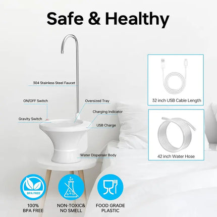 Automatic Water Jug Dispenser with Cup Switch, Rechargeable Water Jug Pump – image 6