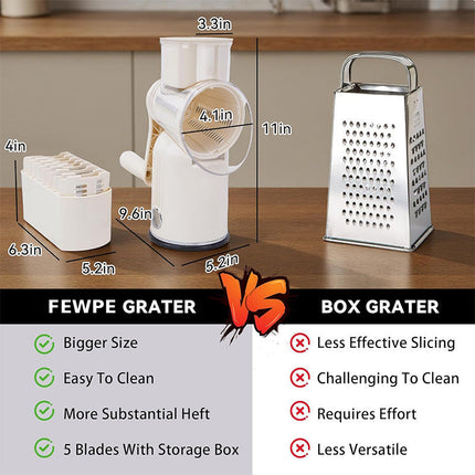 Rotary Cheese Grater, Hand Crank Cheese Shredder with 5 Blades – image 6