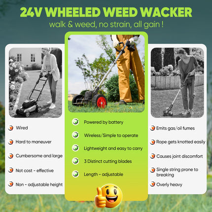 Cordless Weed Eater with Blades, Battery Powered String Trimmer – image 4