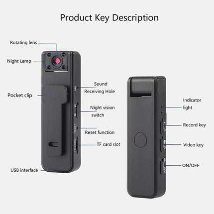 Body Camera with Night Vision, Wearable Action Camera for Sports