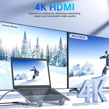 Laptop Docking Station, Foldable Adjustable Laptop Stand for Desk with Ports