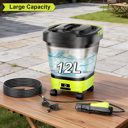 Portable Water Sprayer, Cordless Cleaning Sprayer with Foldable Bucket and Hose