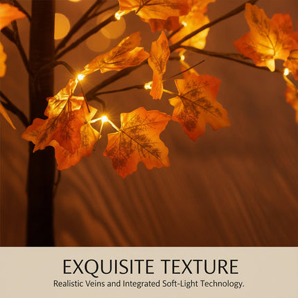 Lighted Maple Tree 5 ft, Fall Tree with 96 LED Warm White Lights for Home Decor