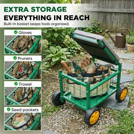 Garden Stool with Wheels and Storage – image 7