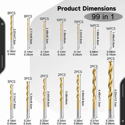 Twist Drill Bits 99 Piece, Titanium Drill Bits for Steel and Wood – image 5