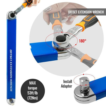 Offset Extension Wrench 3/8 Inch with 3 Socket Adapters, Mechanic Tools for Car Repair – image 4