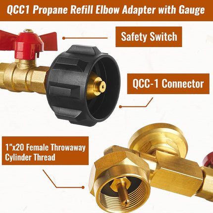 Propane Tank Adapter, Brass Propane Refiller