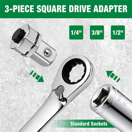Socket Adapter Set, Quick Release Ratchet Adapter Set for 1/4 3/8 1/2 Inch Drive – image 4