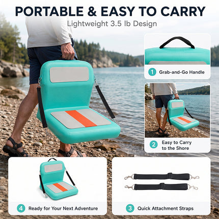 Inflatable Kayak Seat with Backrest, Kayak Accessories with Pocket – image 4
