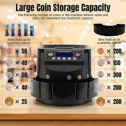 Automatic Coin Counter Machine, Electric Coin Sorter with LCD Display