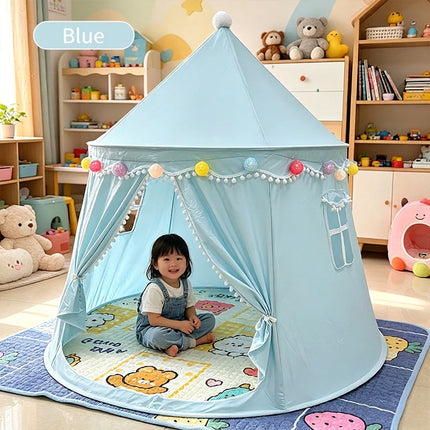 Kids Tent Castle with String Lights and Flags, Princess Tent with Storage Bag for 2 to 3 Children