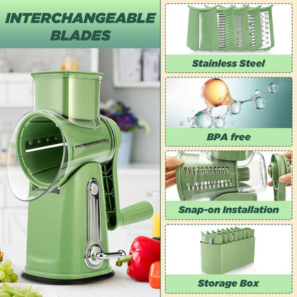 Rotary Cheese Grater Shredder with 5 Blades, Kitchen Gadget for Nuts – image 10