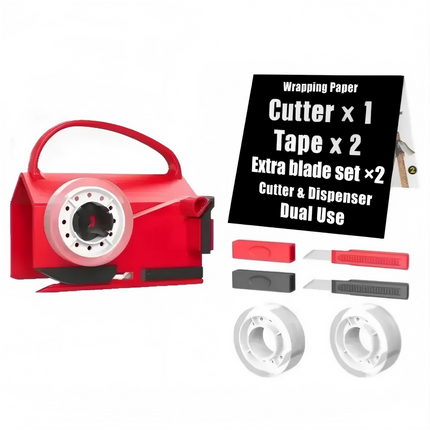 Wrapping Paper Cutter with Tape Dispenser, Gift Wrap Cutter Kit with Replacement Blades – image 12