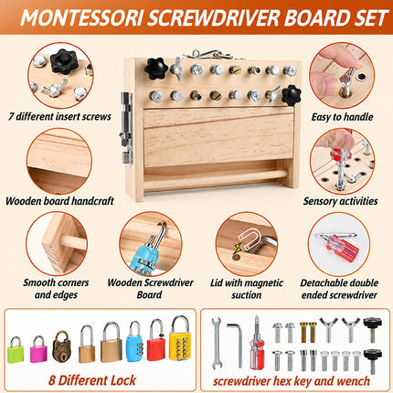 Lock and Key Toy, Wooden Busy Board Detail
