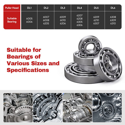 Bearing Puller Set with 6 Collets, Internal Bearing Puller