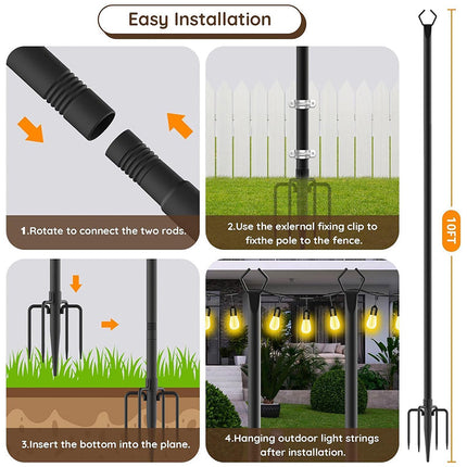 String Light Poles for Outdoor Patio, Yard Light Pole for String Lights