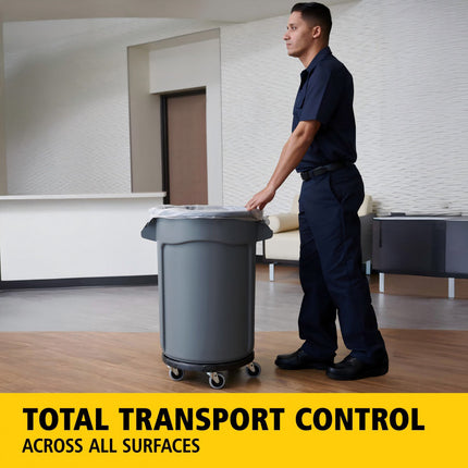 Round Trash Can Dolly with 5 Casters, Garbage Can Dolly for 20 to 55 Gallon Cans