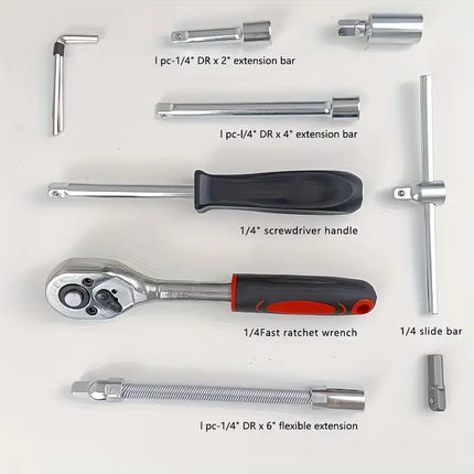 Socket Wrench Set, Socket Set with Ratchet Wrench and Screwdriver Bits, Hand Tools Toolbox for Automotive Repair – image 5