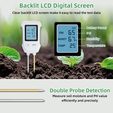Soil Moisture Meter 3 in 1, Soil Thermometer with Backlit LCD