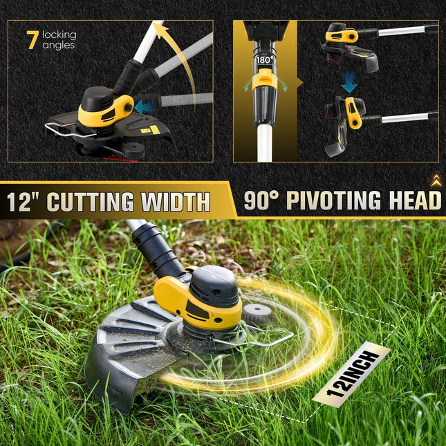 Electric Weed Eater Cordless, 2 in 1 Cordless String Trimmer and Lawn Edger, Weed Whacker with 90 Degree Pivoting Head_01