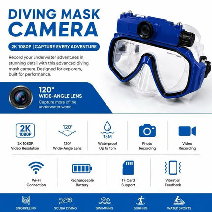 Snorkel Mask with Camera, Diving Mask with 2K 1080P Underwater Camera and Wide Angle Lens – image 5