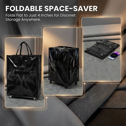 Foldable Rolling Tote Bag with Wheels, Collapsible Grocery Cart for Shopping and Travel – image 9