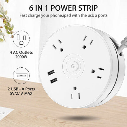 Retractable Power Strip with USB, Surge Protector Power Strip with 4 Outlets