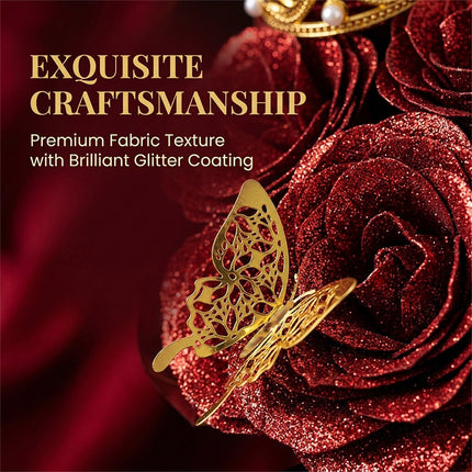 Glitter Rose Bouquet Gift Set, Artificial Flowers with Butterflies – image 5