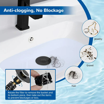Pop Up Sink Stopper with Strainer, Bathroom Sink Drain Stopper with Hair Catcher, Stainless Steel Sink Strainer – image 4